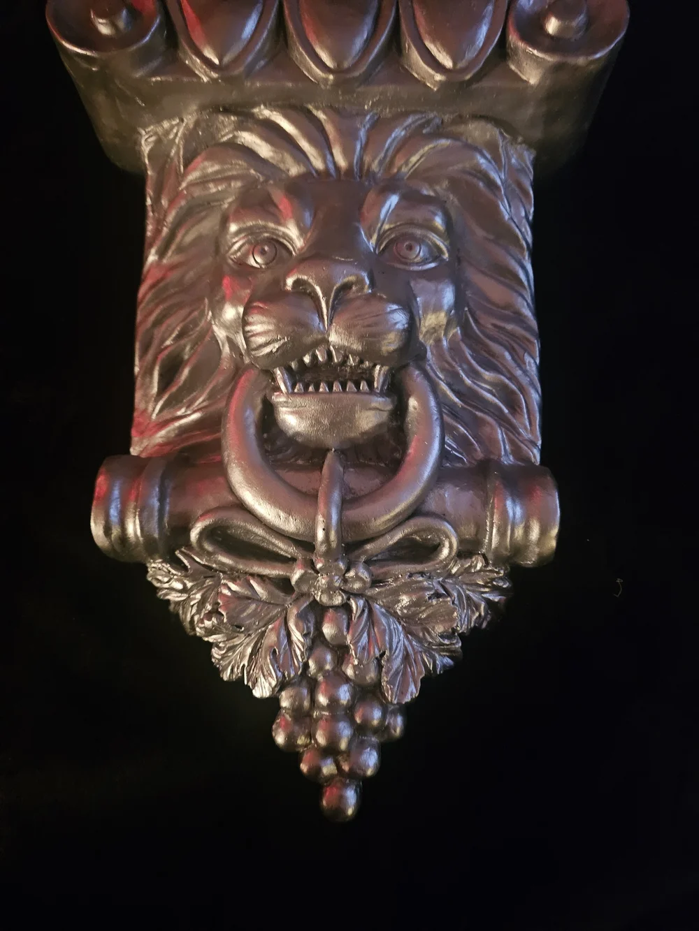 Ornate Lion Wall Shelf Bracket in Silver Finish